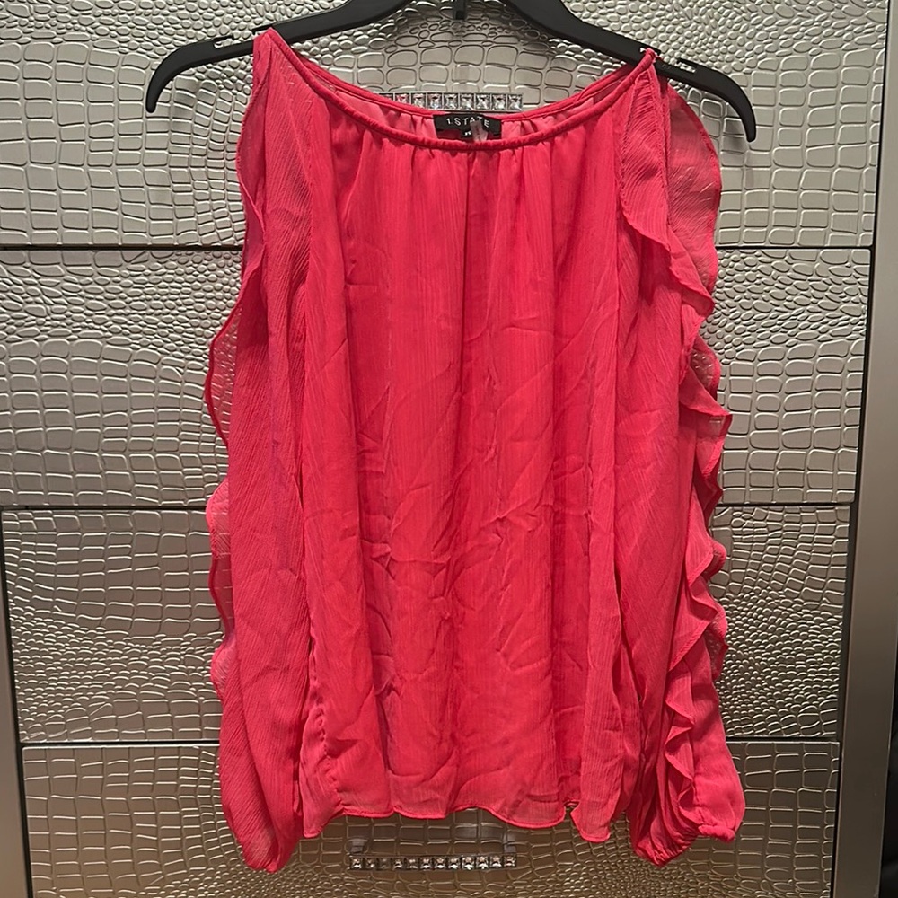Vera Wang Pink Flutter Sleeve Ruffled Blouse